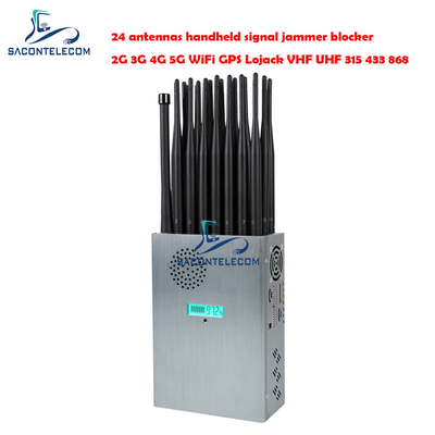 24 Antennen Draagbare Signal Jammer 24w 20m Radius Voor Alle Signalen