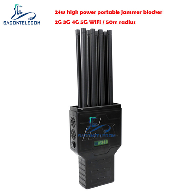 Draagbare 2G 3G 4G GPS 5G Signal Jammer Blocker 50m Lang bereik 8 antennes