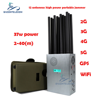 Het Signaalstoorzender van de hoge Machts37w Mobiele Telefoon 12 Antennes 2G 3G 4G 5G Draagbare Stoorzender