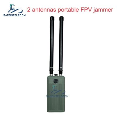 Portable 2 Bands Handheld Anti Drone Jammer with 60W Output Power and 32000Mah Battery