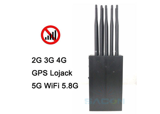 Handheld 5G Signal Jammer Blocker met 10 antennes 15m bereik en 8000mAh batterij