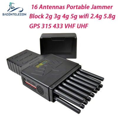 Draagbare van de het Signaalstoorzender van 12W WiFi 2.4G 5.8G GPS Blocker 16 kanaliseert Handbediende Signaalstoorzender
