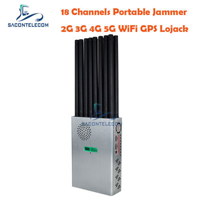 7.4V 20m Cell Phone Signal Disruptor 18 Antennen 4G 5G GPS 18w