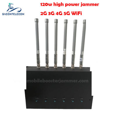 180W 6 Channels Desktop Signal Jammer met 20-150m Jammering Radius voor 2G 3G 4G 5G GSM CDMA Blocking